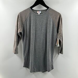 LuLaRoe Randy Tee Elegant Line Metallic Rose Gold Sleeves Size Small NWT